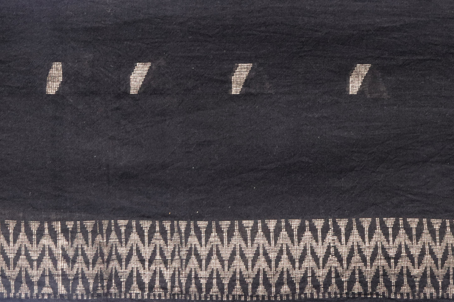 Handwoven Black Color Cotton Jacquard | Bold, Lightweight & Artisan-Woven