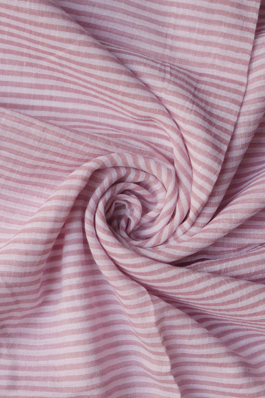 Handwoven Cotton Jacquard Fabric | Elegant Stripes with Ornate Borders