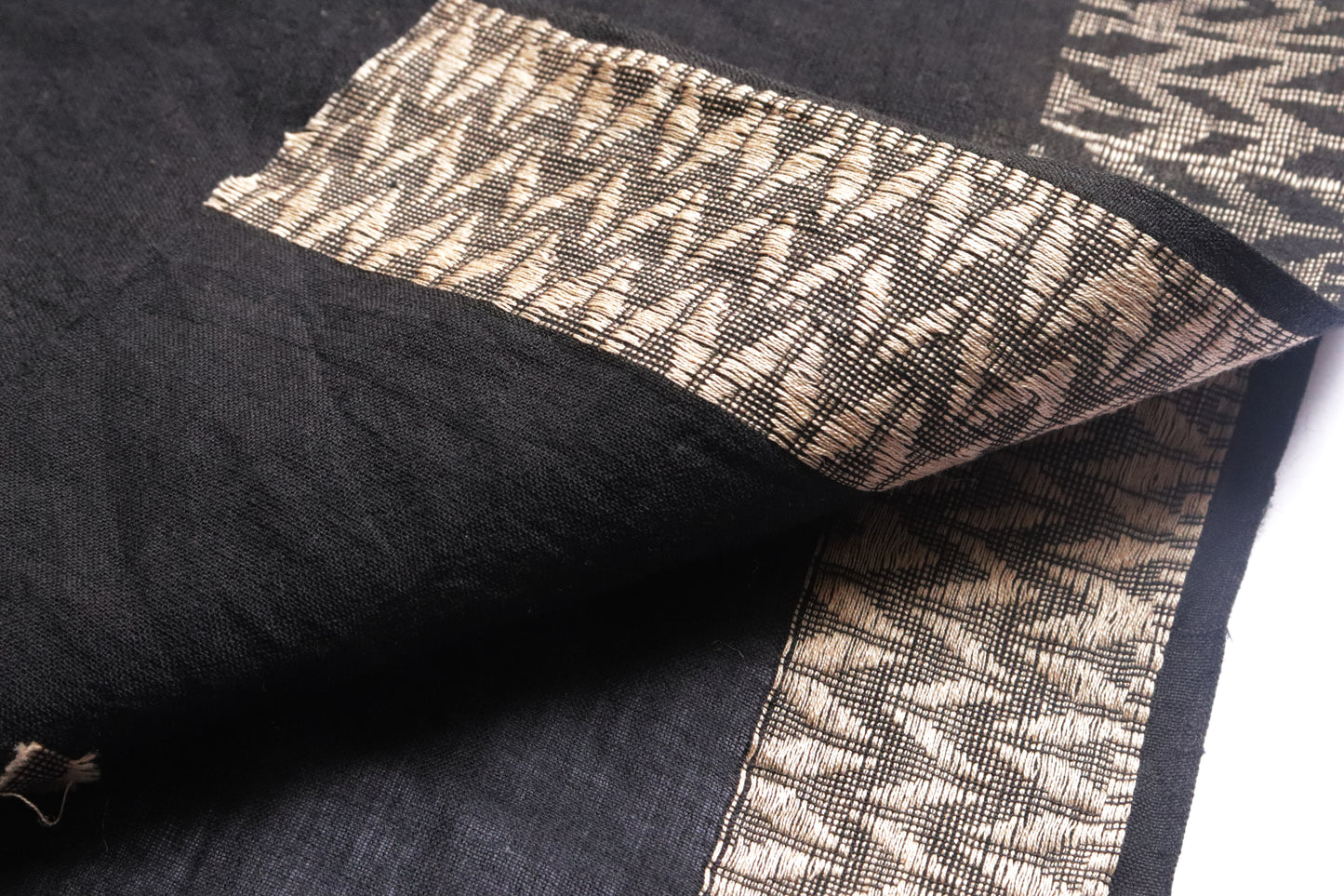 Handwoven Black Color Cotton Jacquard | Bold, Lightweight & Artisan-Woven