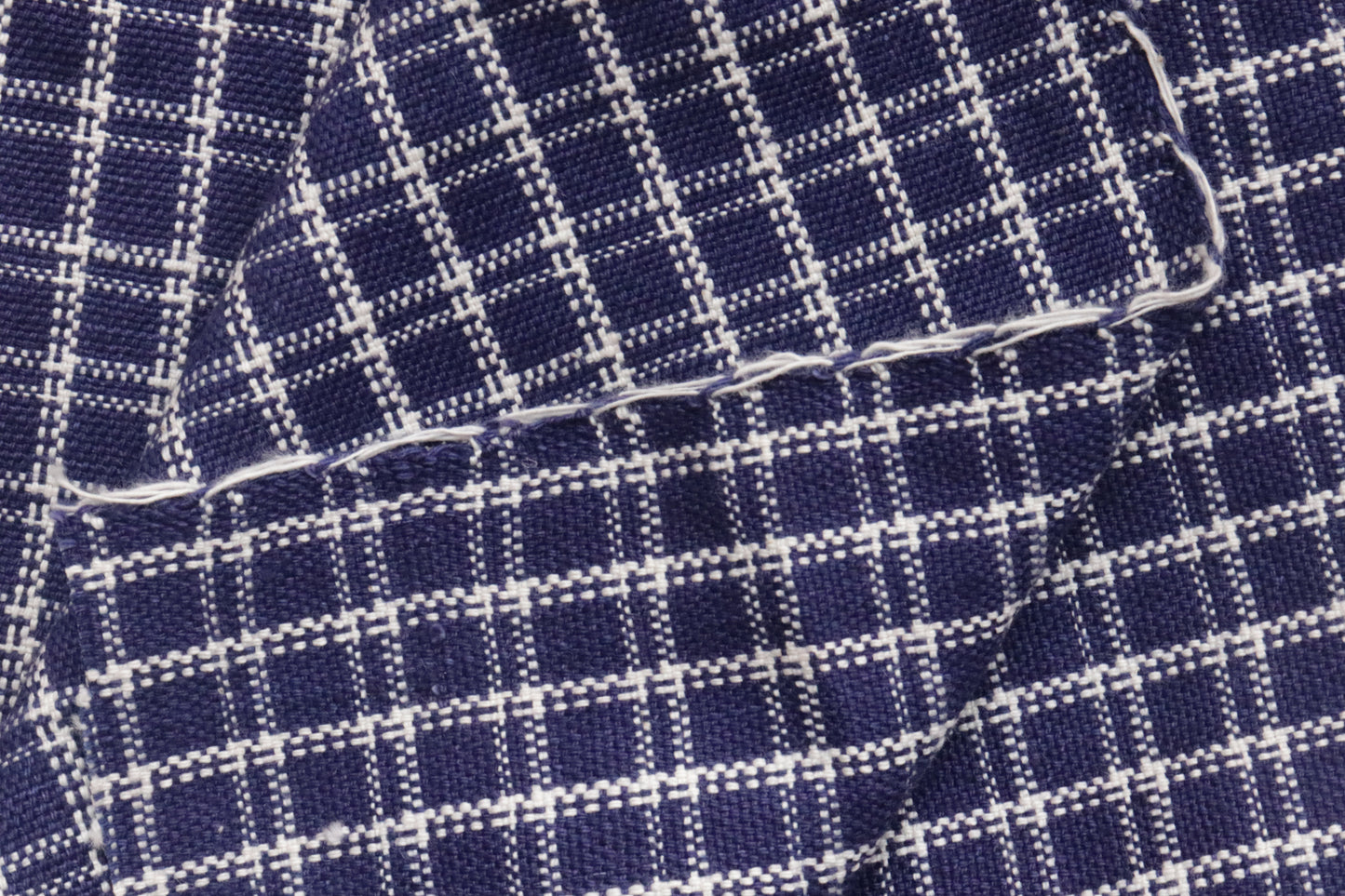 20s Blue Checked Handwoven Khadi (2 ply)