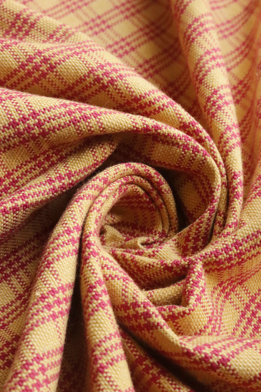 Yellow & Red Fine Checked Handwoven Khadi | Vibrant, Durable & Heritage-Rich
