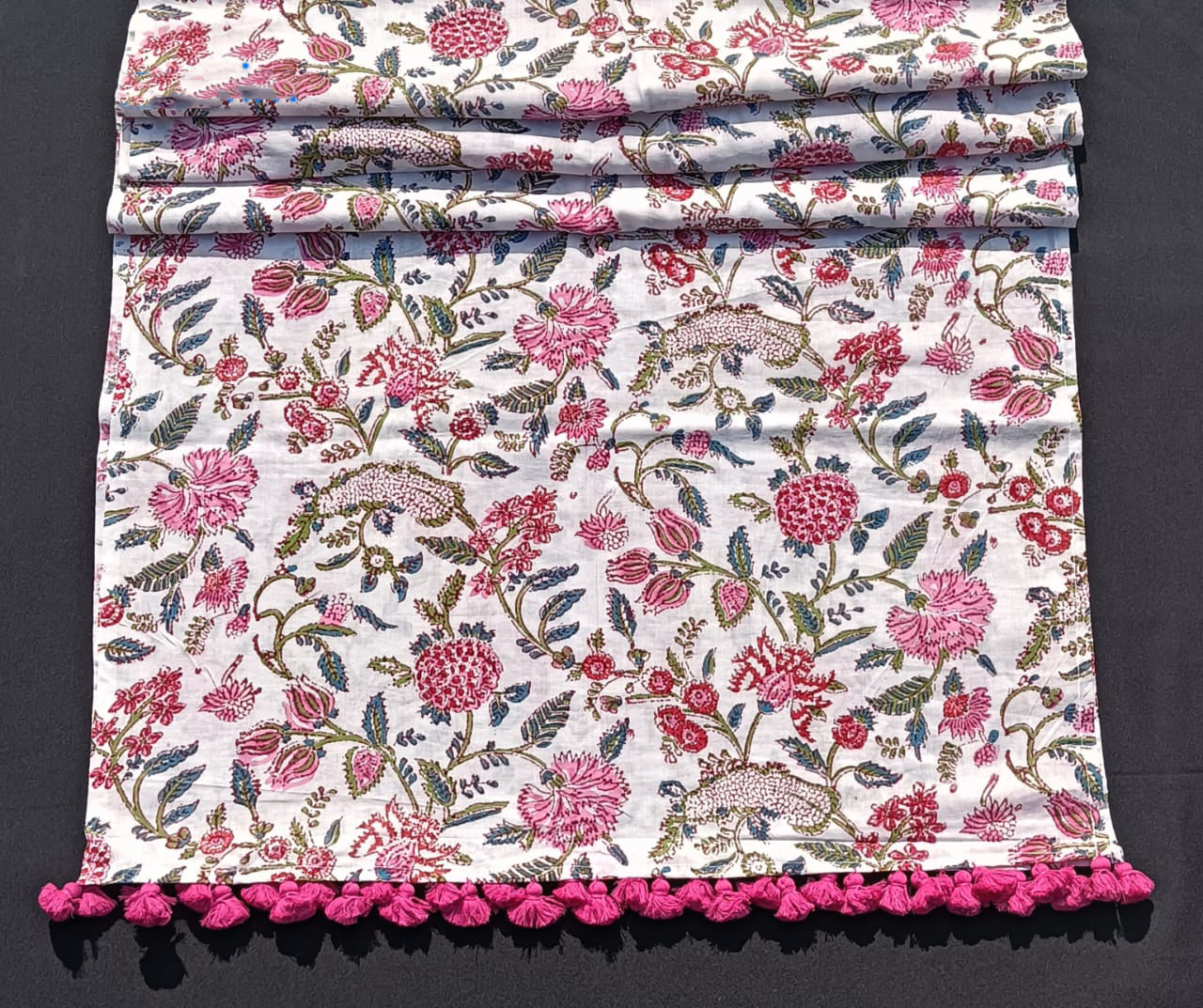 Bookaloom Basics: Blue & Pink Sanganneri Floral Hand Block Printed Cotton Stole