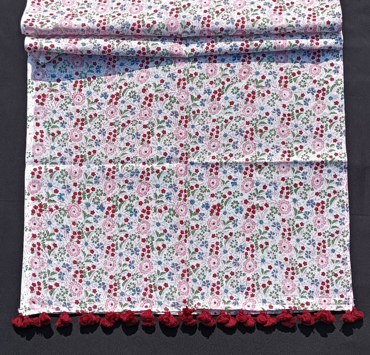 Bookaloom Basics :Sanganneri Floral Jaal Printed Handwoven Cotton Stole