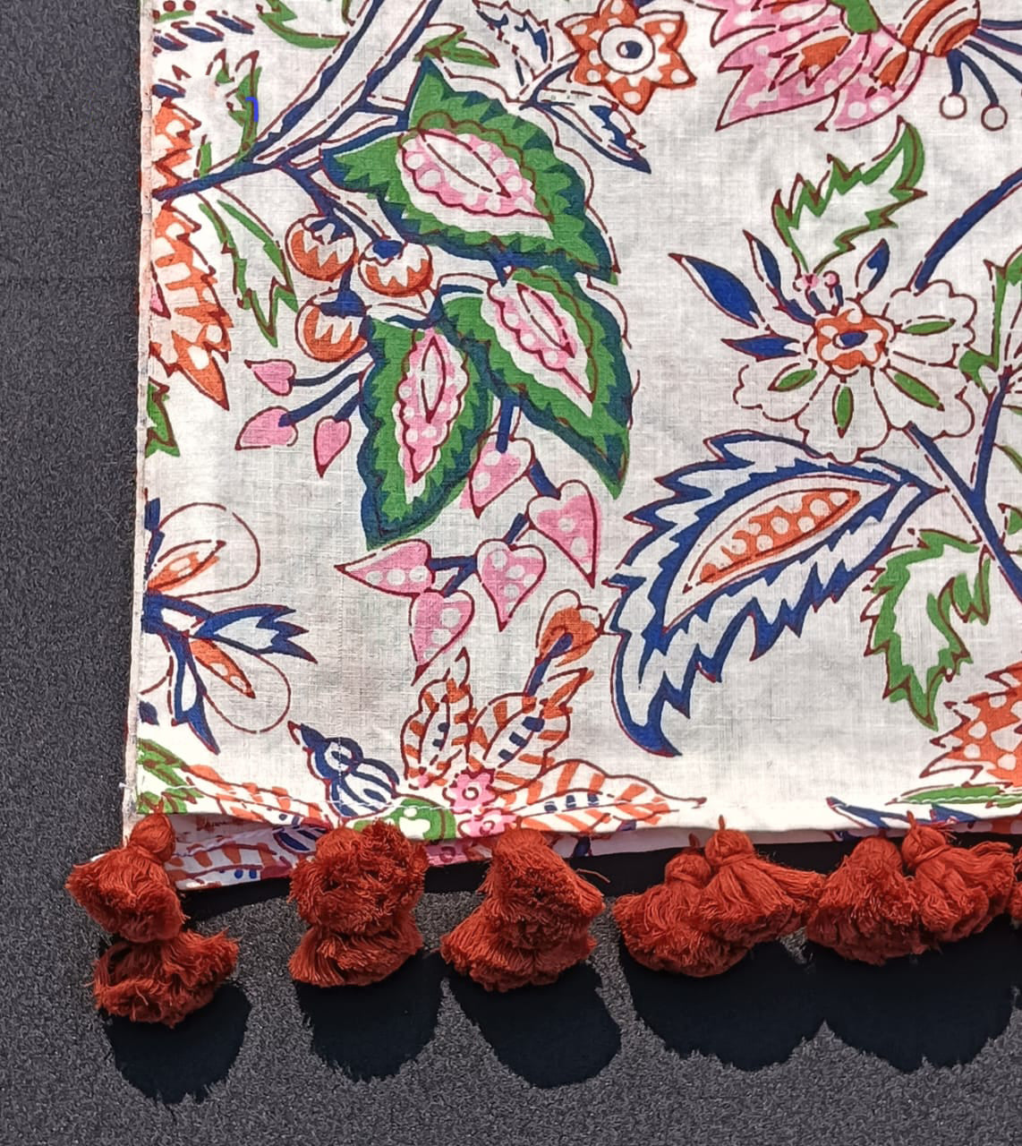 Bookaloom Basics :Vibrant Multicolor Sanganneri Floral Hand Block Printed Cotton Stole
