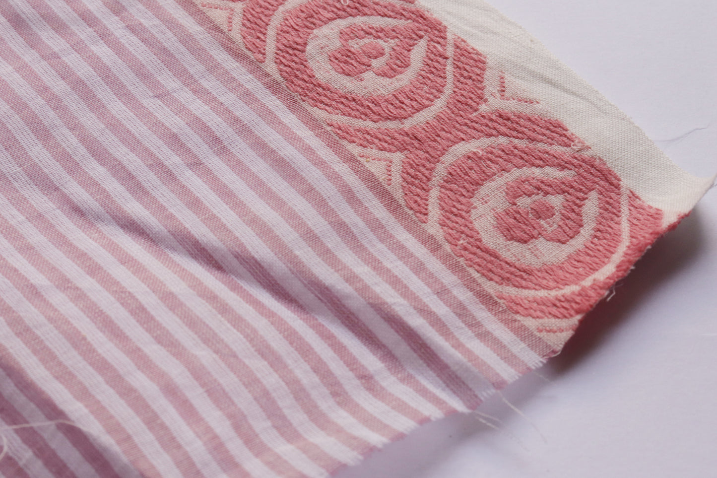 Handwoven Cotton Jacquard Fabric | Elegant Stripes with Ornate Borders