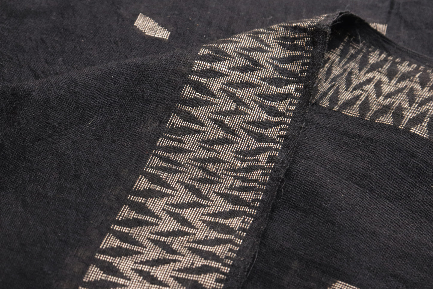 Handwoven Black Color Cotton Jacquard | Bold, Lightweight & Artisan-Woven