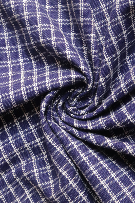 20s Blue Checked Handwoven Khadi (2 ply)
