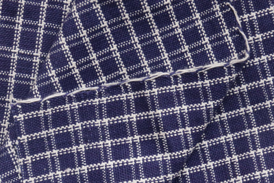 20s Blue Checked Handwoven Khadi (2 ply)