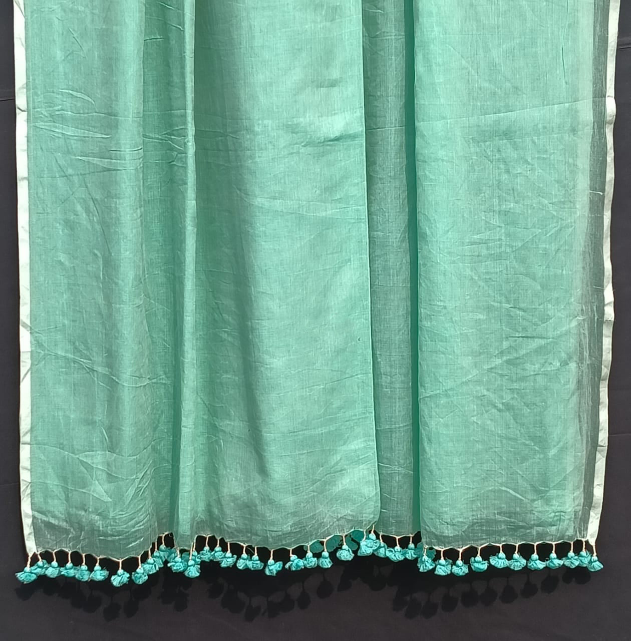 Pastel Green Plain Cotton Mulmul Saree