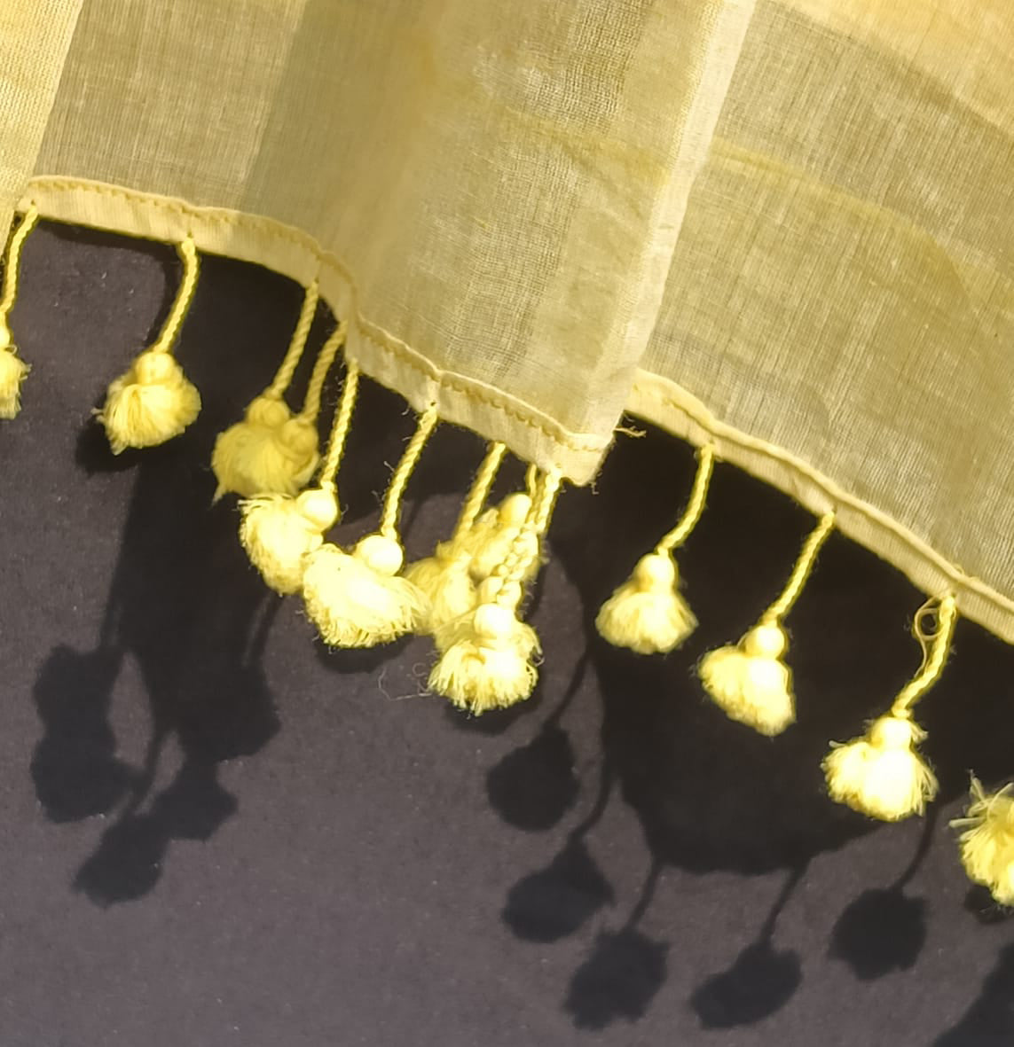 Yellow Plain Cotton Mulmul Saree
