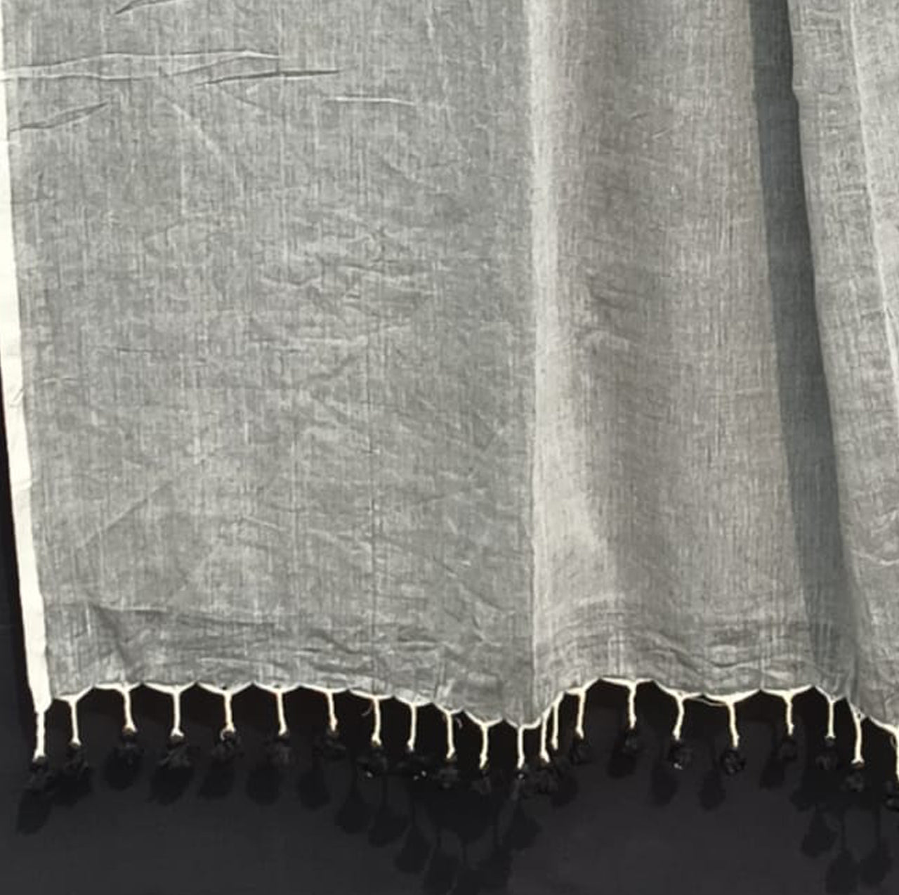 Grey Plain Cotton Mulmul Saree