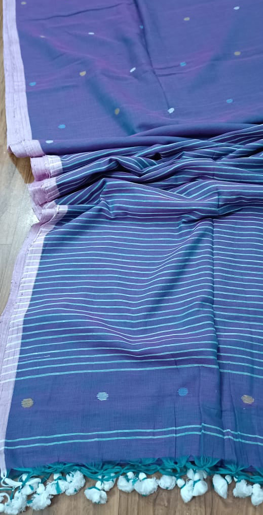 Plain Cotton Mulmul Saree